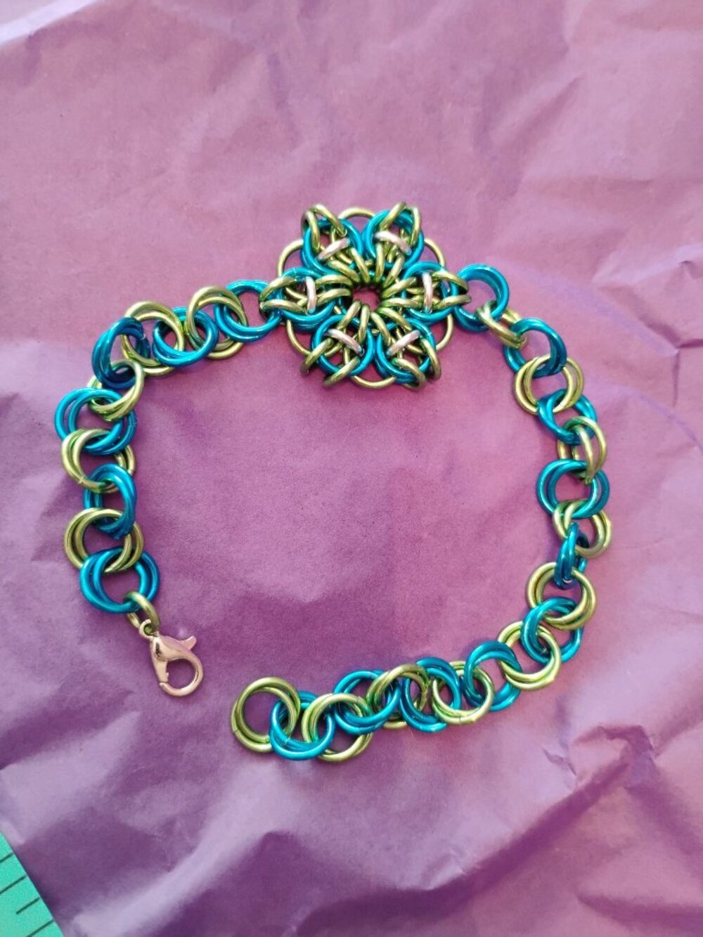 Blue, Green, & Silver Celtic Visions bracelet - Picture 9 of 10